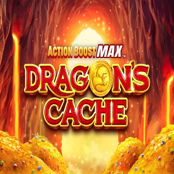 Official Slots logo: Action Boost Max Dragon's Cache by SpinPlay Games at Glorion Casino