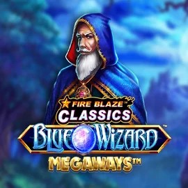 Official Slots logo: Fire Blaze Blue Wizard Megaways by Rarestone Gaming at Glorion Casino